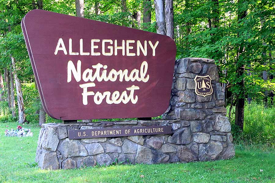 Allegheny National Forest sign in Pennsylvania