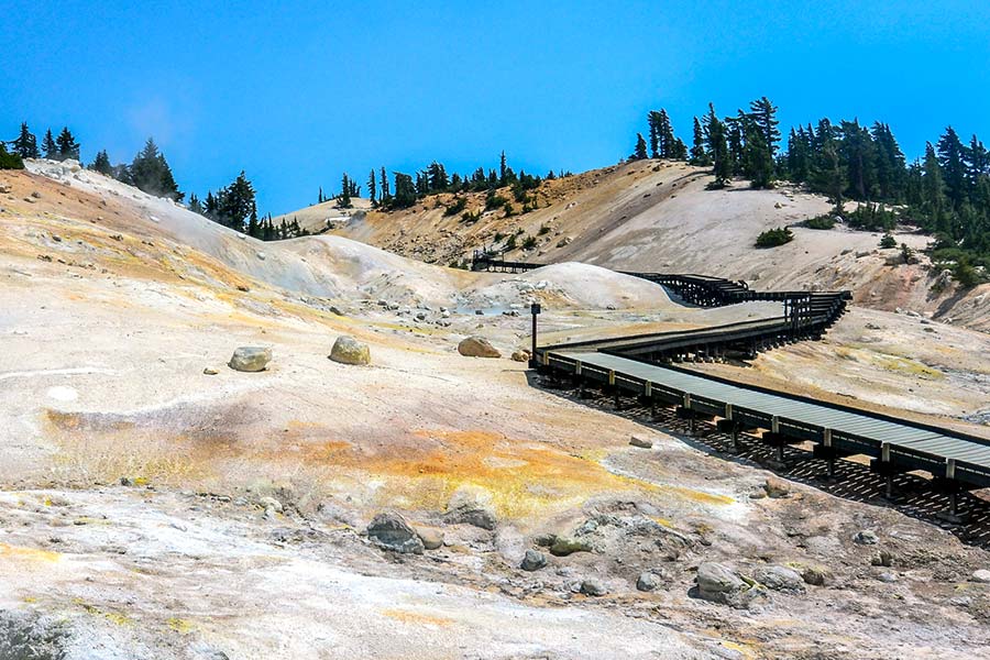 Wooden walkway through Lassen Volcanic Park