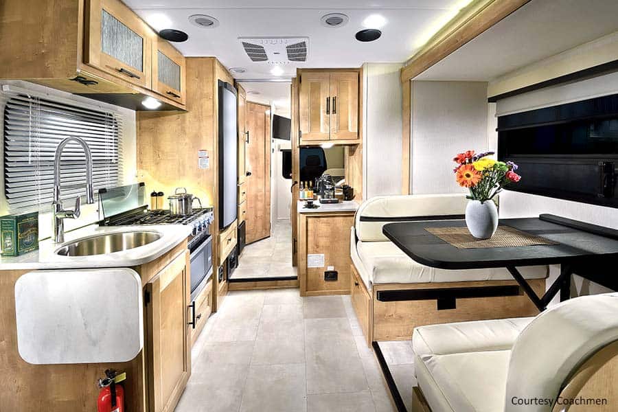 Dining area in a Coachmen Prism Elite motorhome