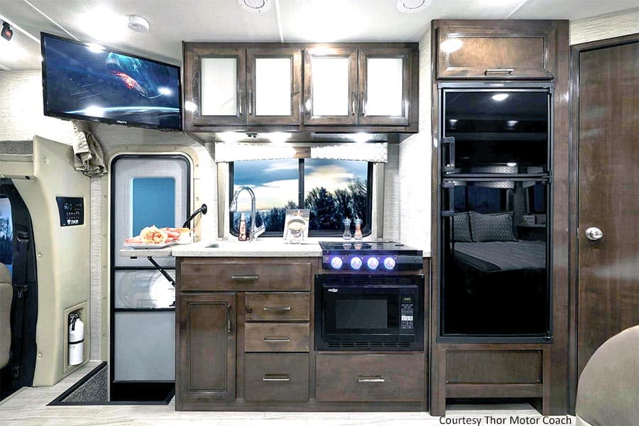 Wood cabinetry in Thor Motor Coach class C motorhome