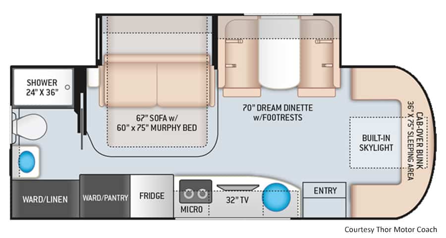 Thor Motor Coach's Tiburon van floorplan