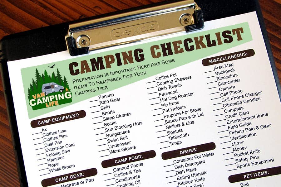 Camping checklist