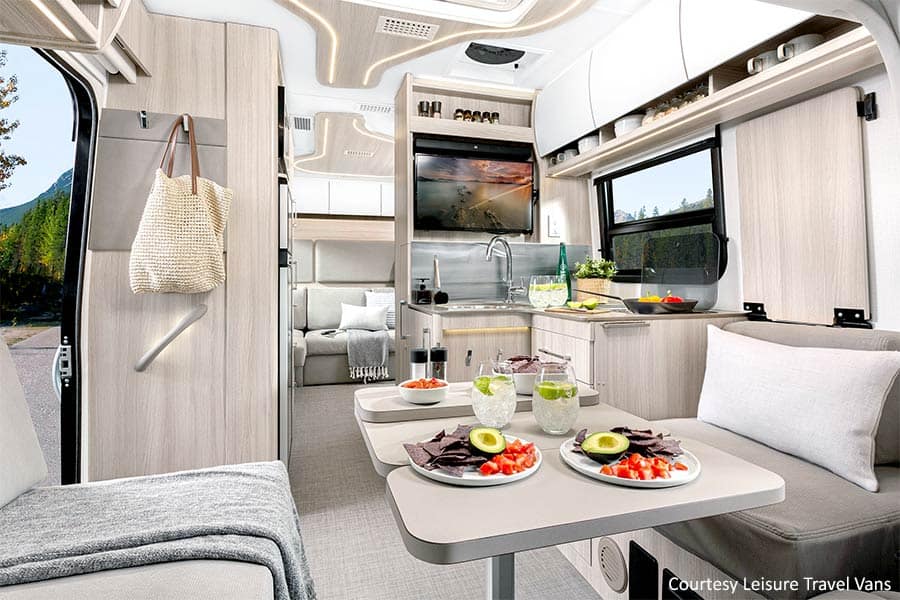 Leisure Travel Vans eating area and kitchen
