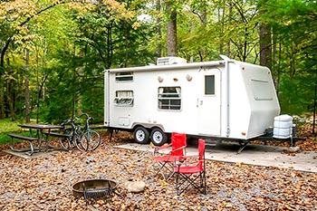 Camper trailer parked at campground