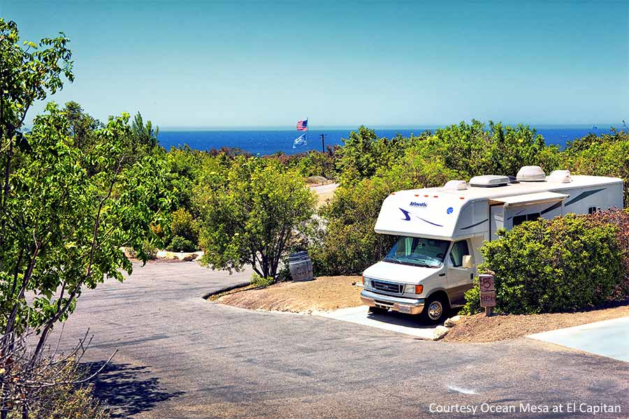 Camper parked at Ocean Mesa Campground, Santa Barbara