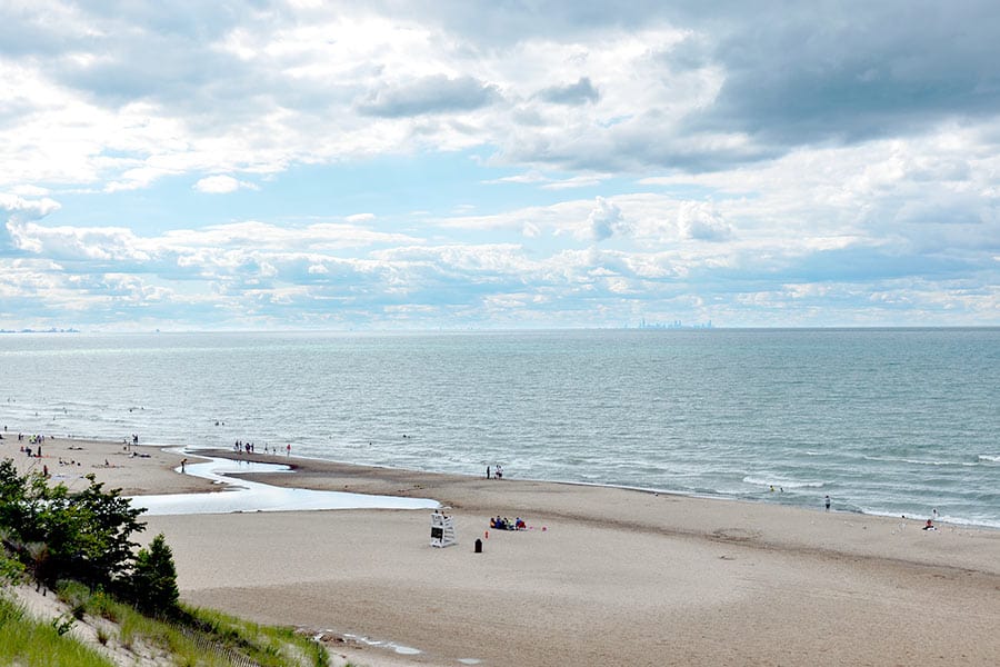 People on beach at Indiana Dunes State Park