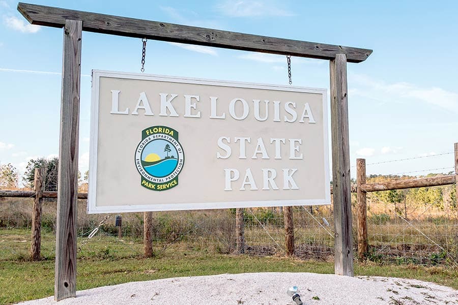 Lake Louisa State Park, Florida sign