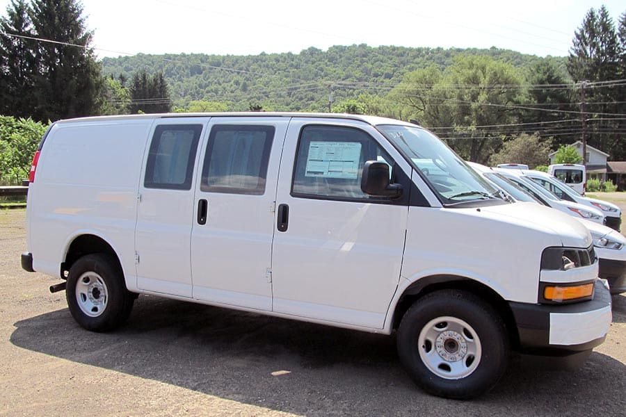 White Chevy Express van