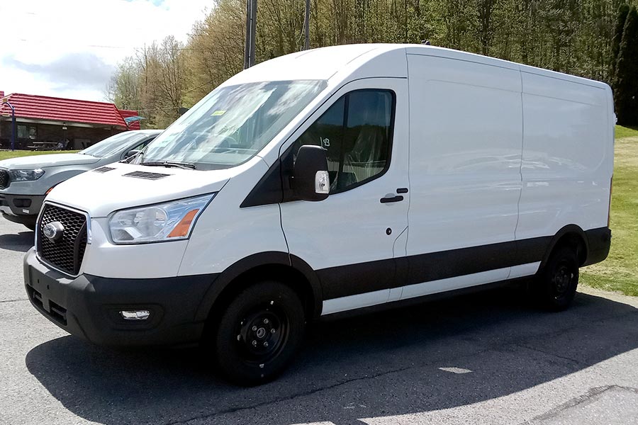 White Ford Transit van