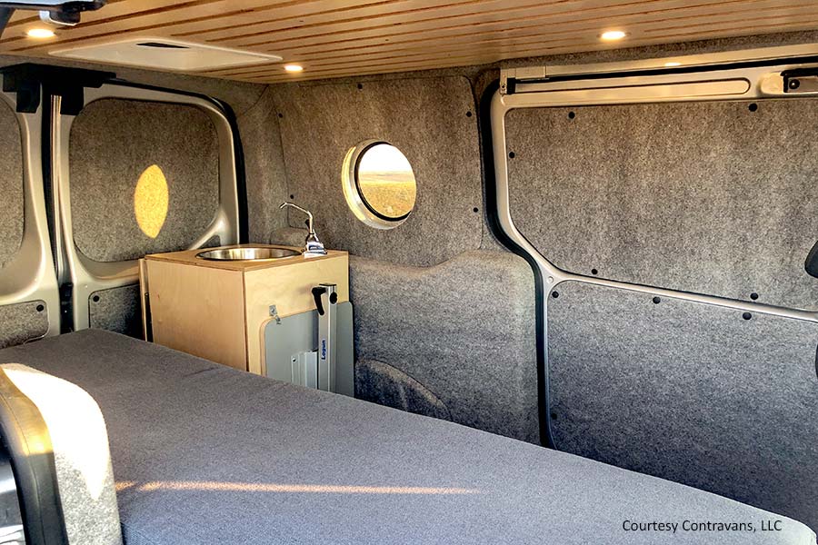 Inside view of conversion van