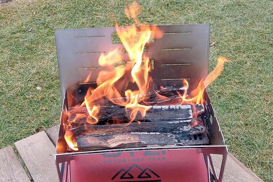 Cooking fire in portable grill