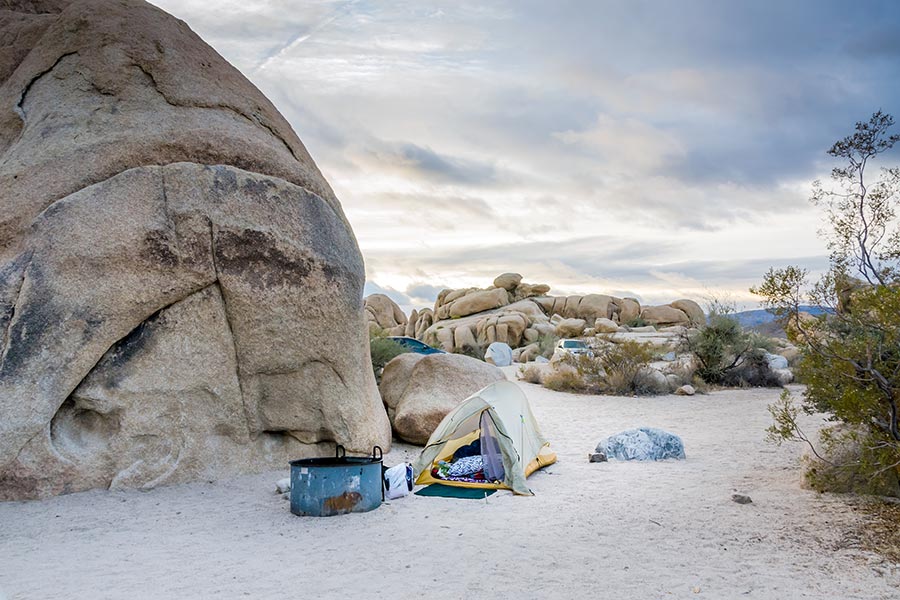 Remote camping at Joshua Tree National Park, California