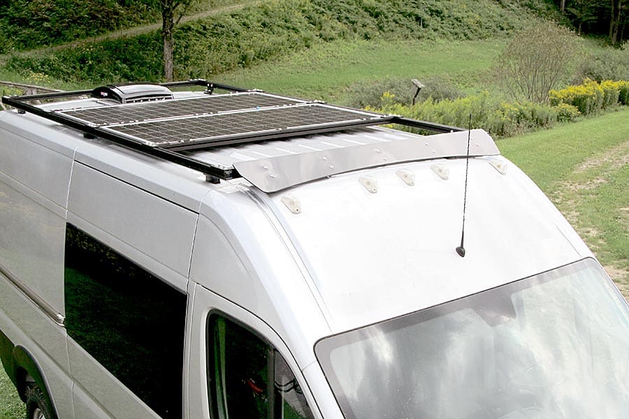 Solar panels on top of camper van