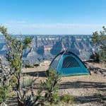 Tent on the edge of the Grand Canyon