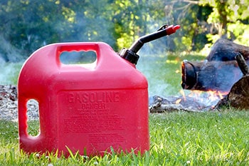 Gas can sitting in grass