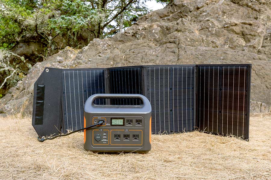 Solar panels recharging a solar generator