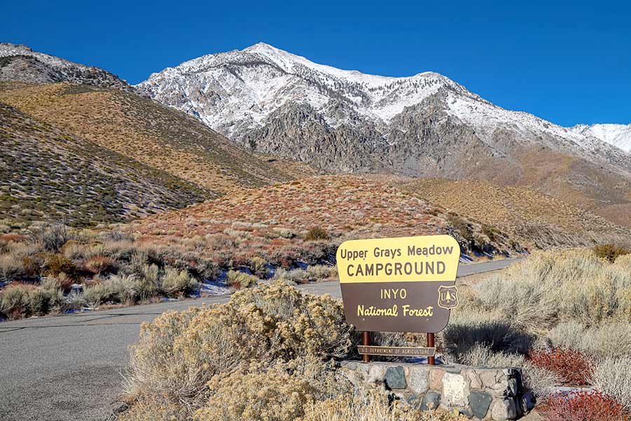 Entrance sign to Upper Grays Meadow Campground